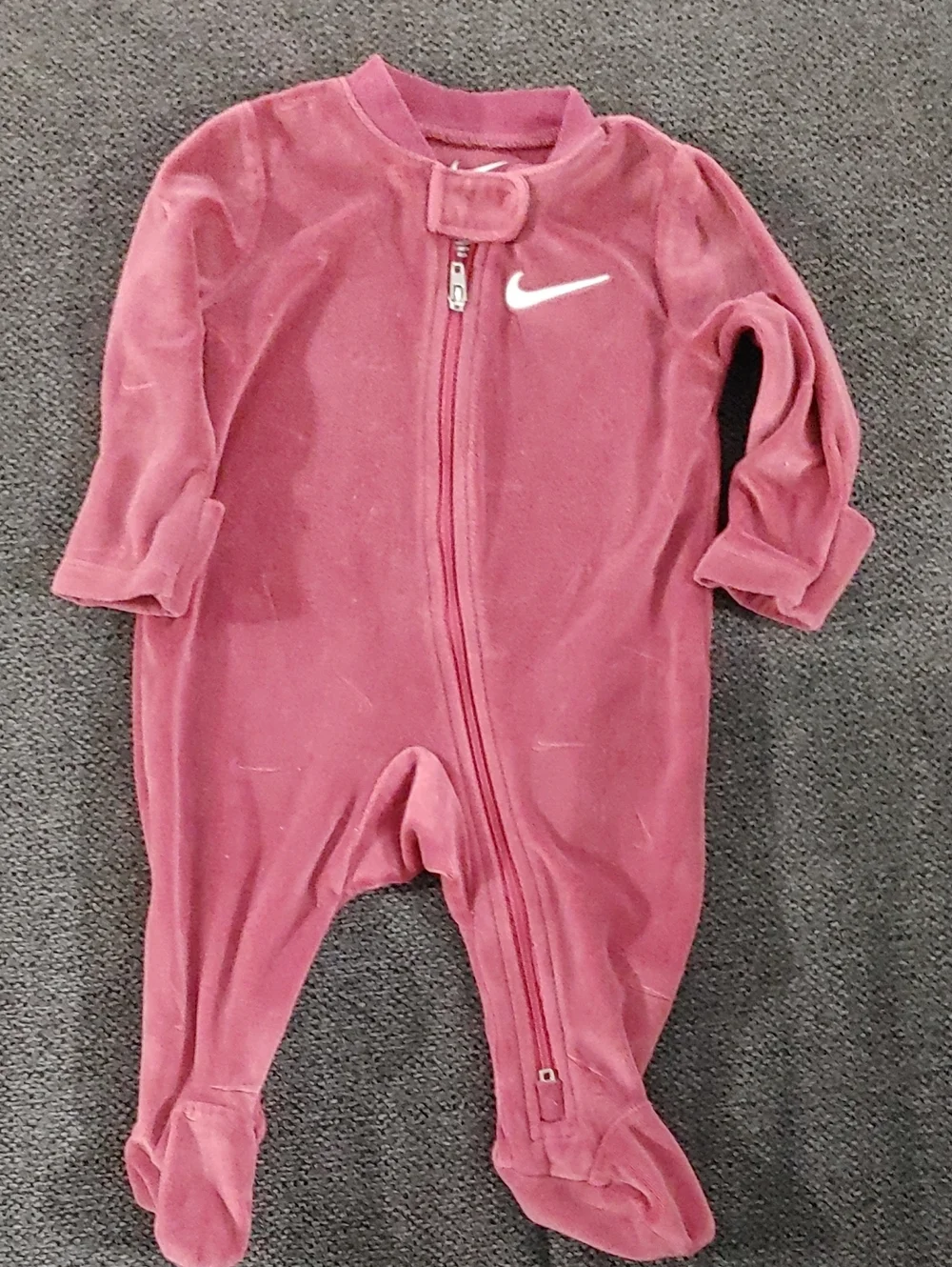 Nike Baby Rose Zip-Up Footed One-Piece 3 Months